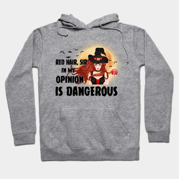 Red Hair Witch Is Dangerous Halloween Funny Gift Hoodie by Margaretsantana